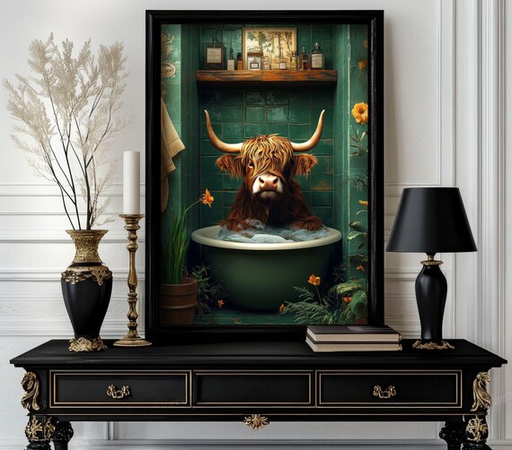 Funny Bathroom Uffalo Poster Animal On Toilet Wall Art Gag Gift For Guest Quirky Decor White Elephant 265