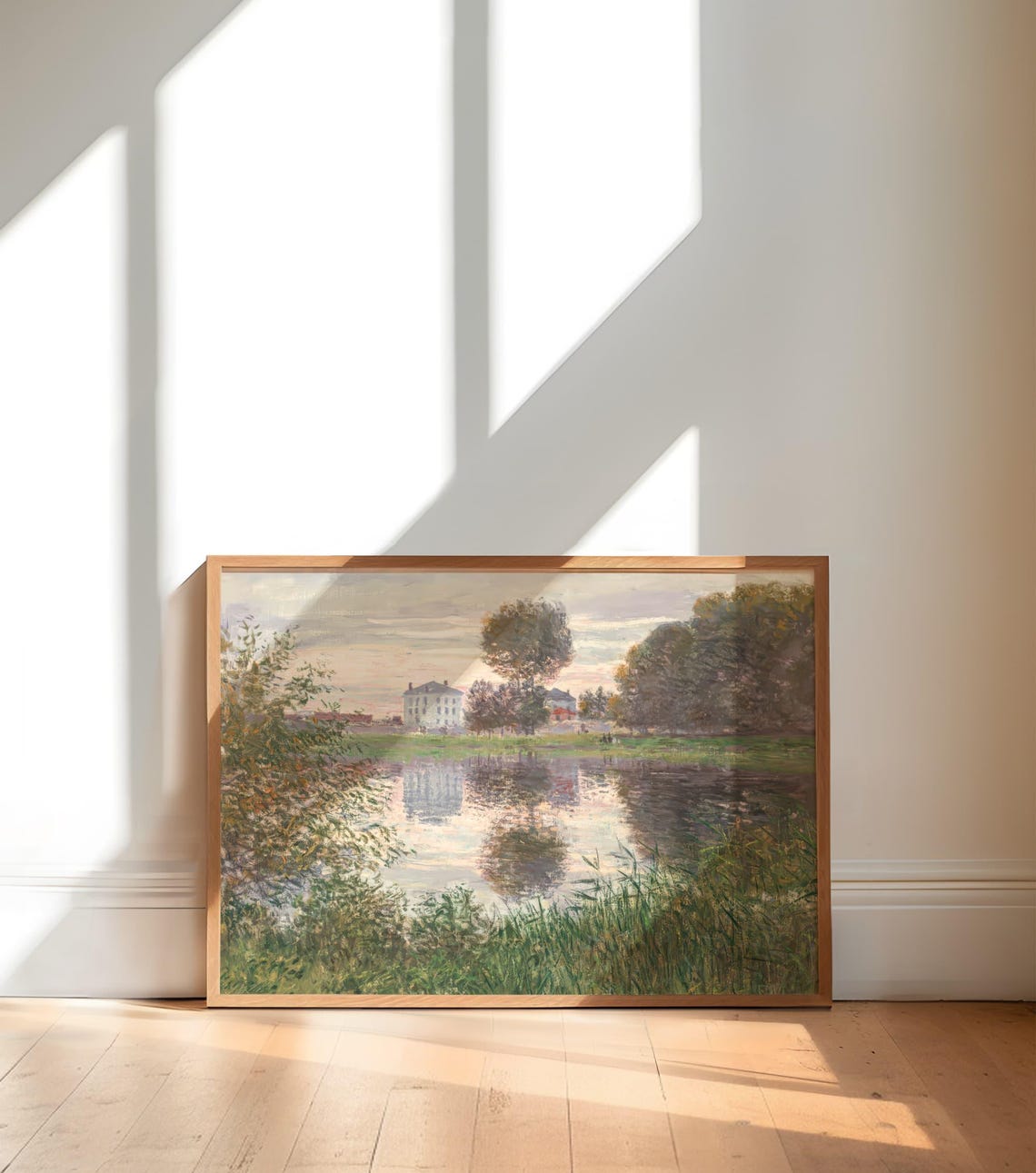 Antique Lake House Print Soft Pastel Landscape Art Vintage Garden Painting Claude Money Painting French Country Wall Decor 017 - Image 2