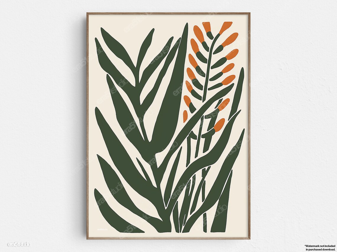 Minimalist Aloe Vera Plant, Mid-Century Modern Art Print