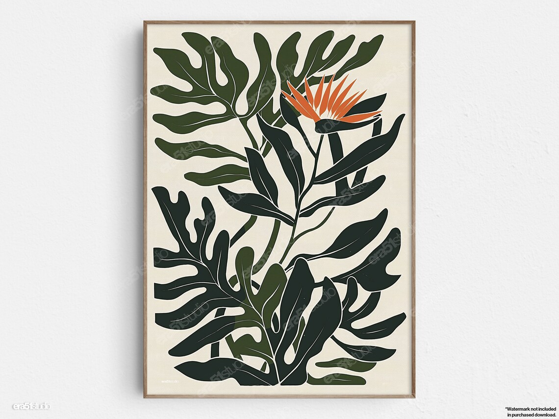 Tropical Birds Of Paradise Mid-Century Modern Art Print
