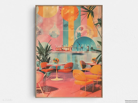 Colorful Cocktail Bar Mid-Century Modern Poster