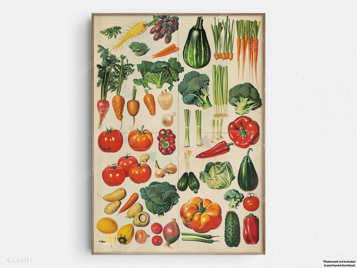 Vegetable Medley Mid-Century Modern Art Print