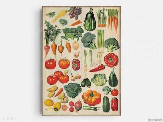 Vegetable Medley Mid-Century Modern Art Print