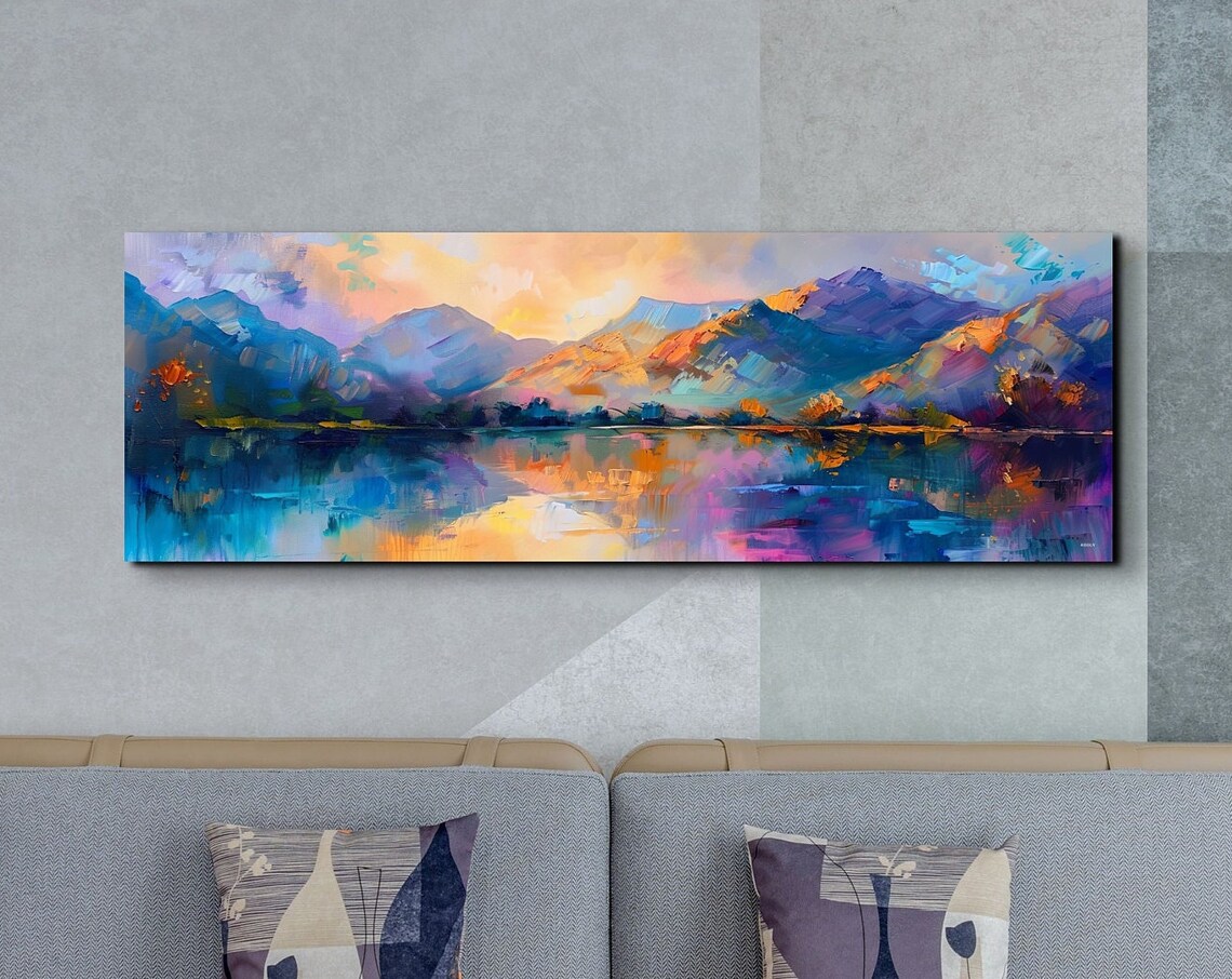 Panoramic Mid Century Modern Mountain Wall Art
