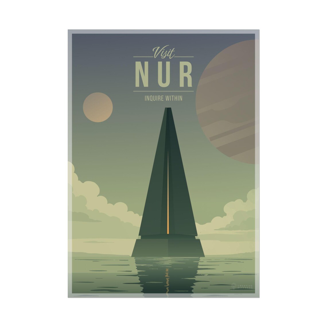 Nur Galactic Travel Poster, Scenic Sci-Fi Art Print