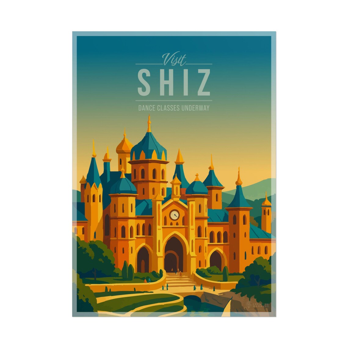 Visit Shiz Wicked Golden Castle University Fantasy Travel Poster