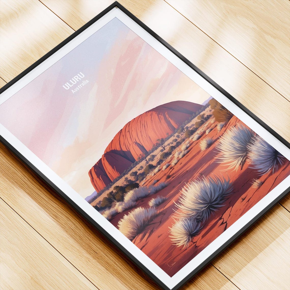 Australia Uluru Red Rock Desert Monolith Pink Sky Travel Poster - Image 4