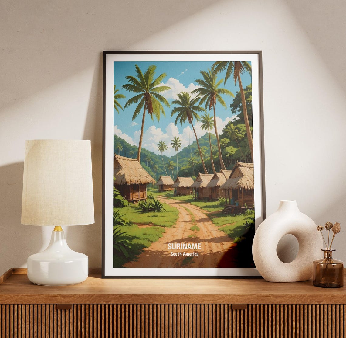 Suriname Palm Lined Jungle Village Path South America Poster - Image 3