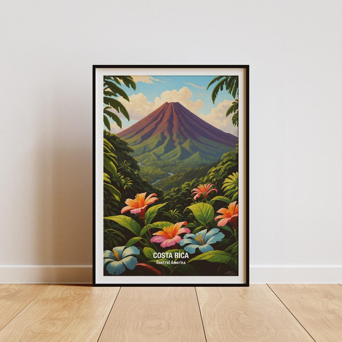 Costa Rica Volcano Rainforest Hibiscus Flowers Central America Poster