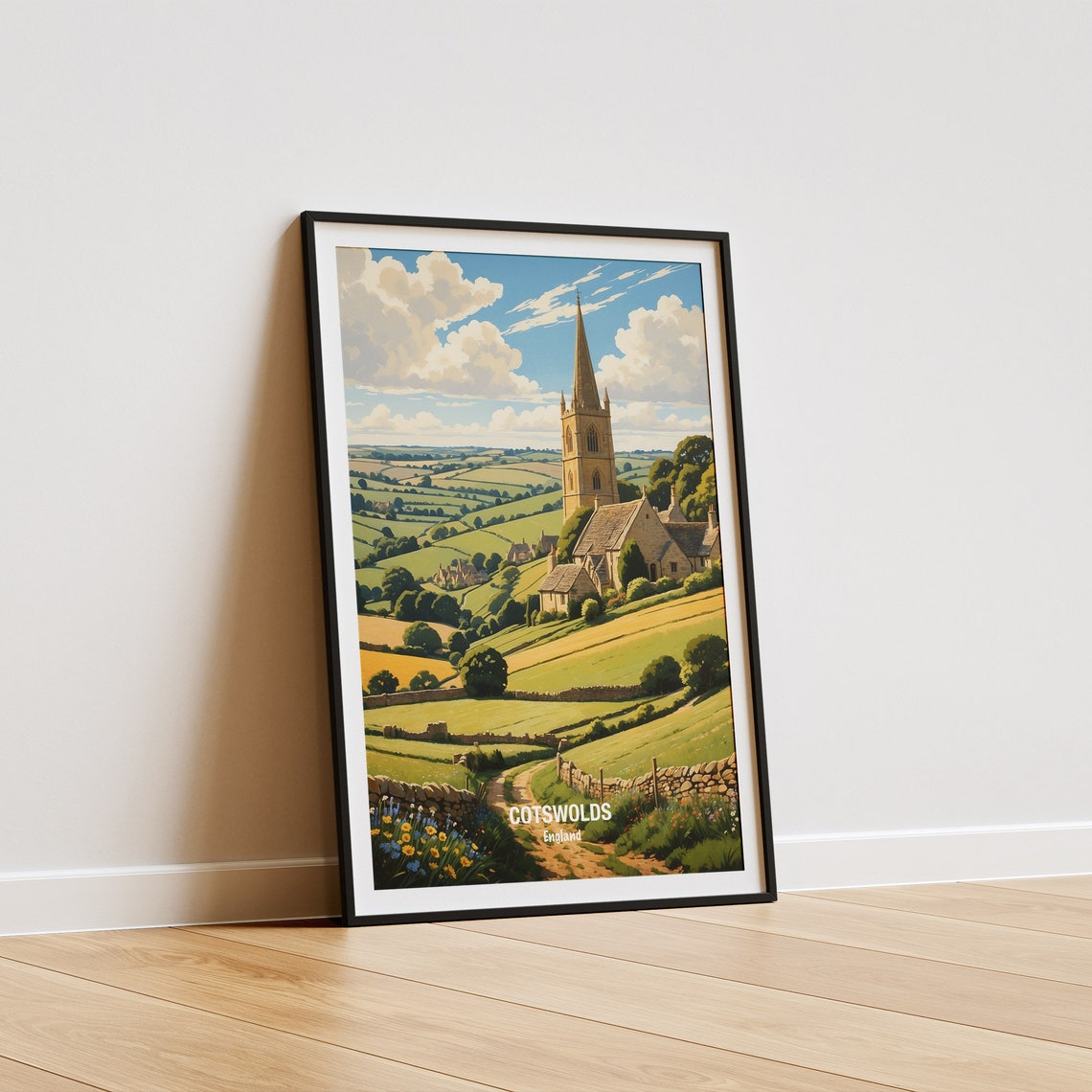 Cotswolds Village Church Rolling Hills England Travel Poster - Image 5