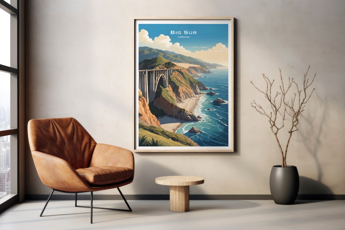 Big Sur California Bixby Creek Bridge Coastline View Cliff Poster - Image 2