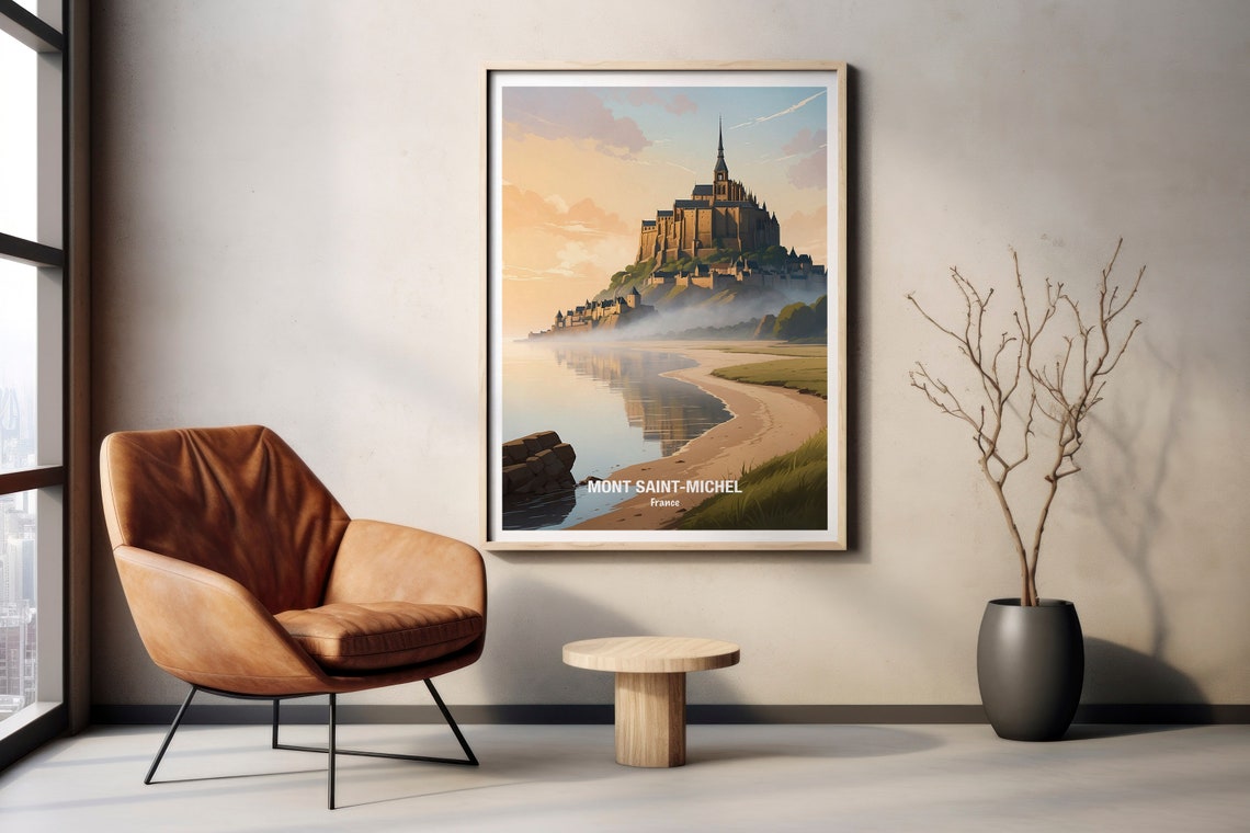 Mont Saint Michel Normandy Misty Abbey Tidal Dawn Travel Poster - Image 2