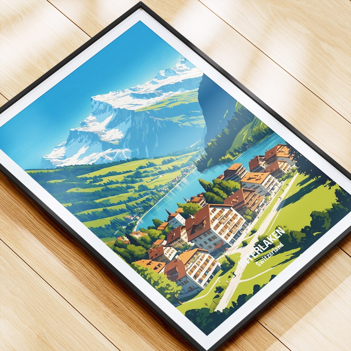 Interlaken Swiss Alps Lakeside Town Switzerland Travel Poster - Image 4