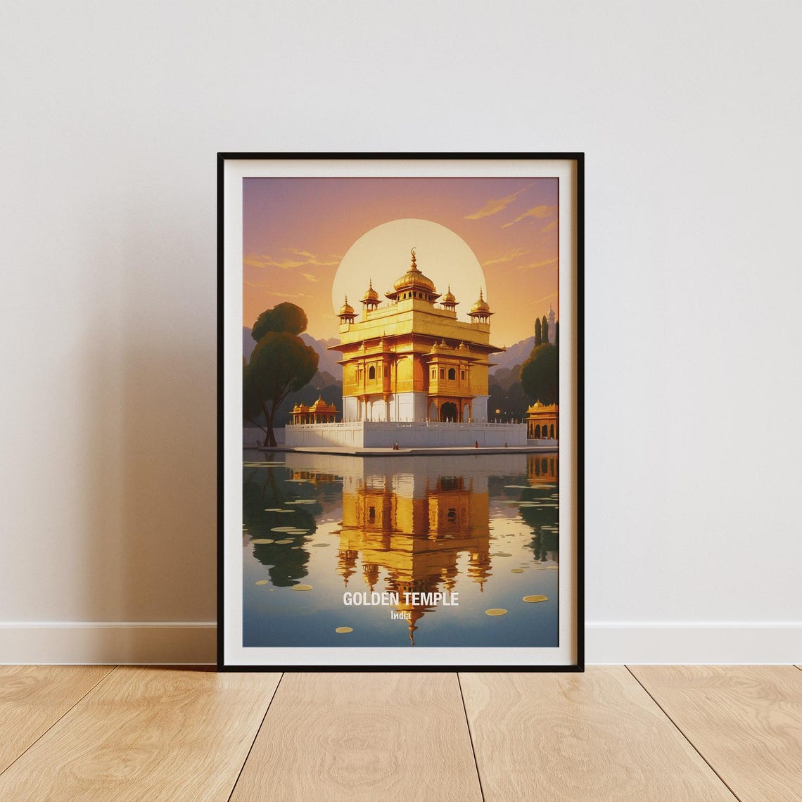India Golden Temple Amritsar Sunset Reflection Sacred Shrine Poster