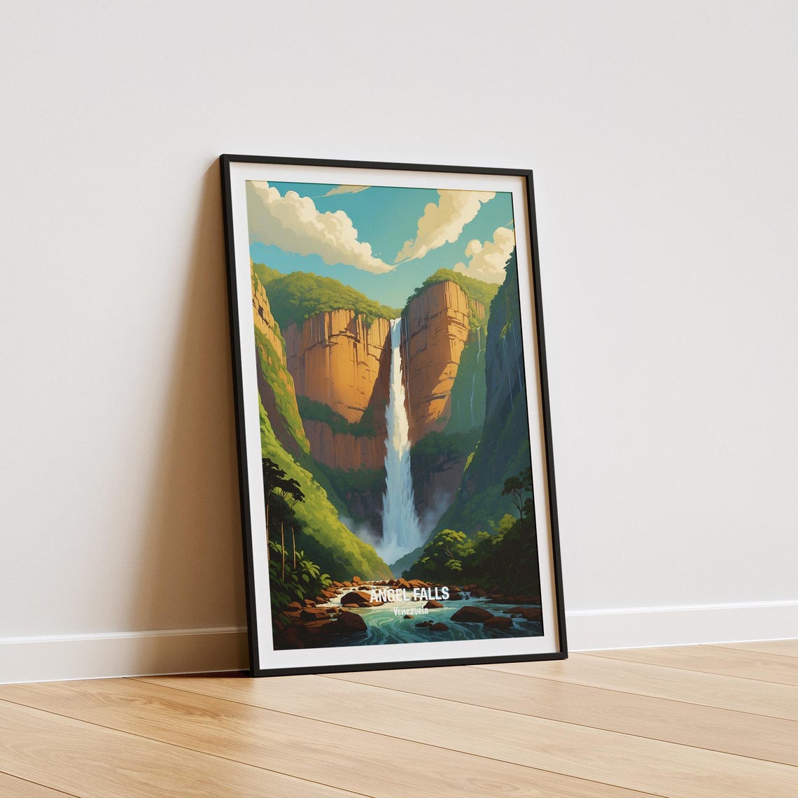 Angel Falls Venezuela Towering Waterfall In Red Rock Canyon Poster - Image 5
