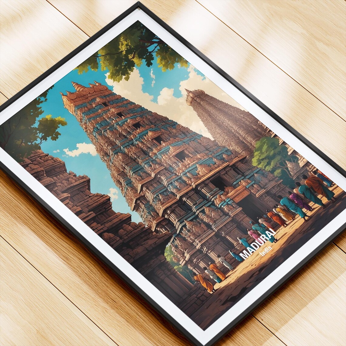 India Madurai Meenakshi Temple Tower Colorful Gopuram Art Poster - Image 4