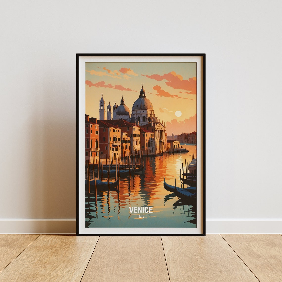 Venice Italy Grand Canal Sunrise Gondolas Salute Church Poster