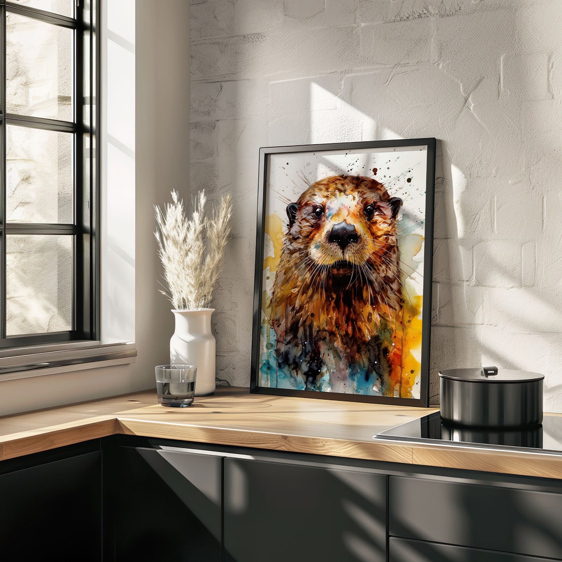 Sea Otter Portrait Colorful Watercolor Ocean Animal Art Poster - Image 4