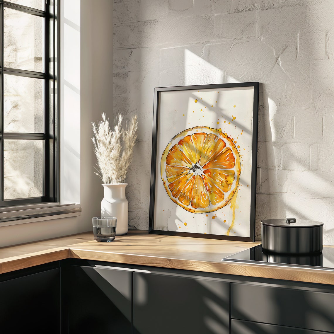 Orange Slice Cross Section Juicy Watercolor Kitchen Art Poster - Image 5