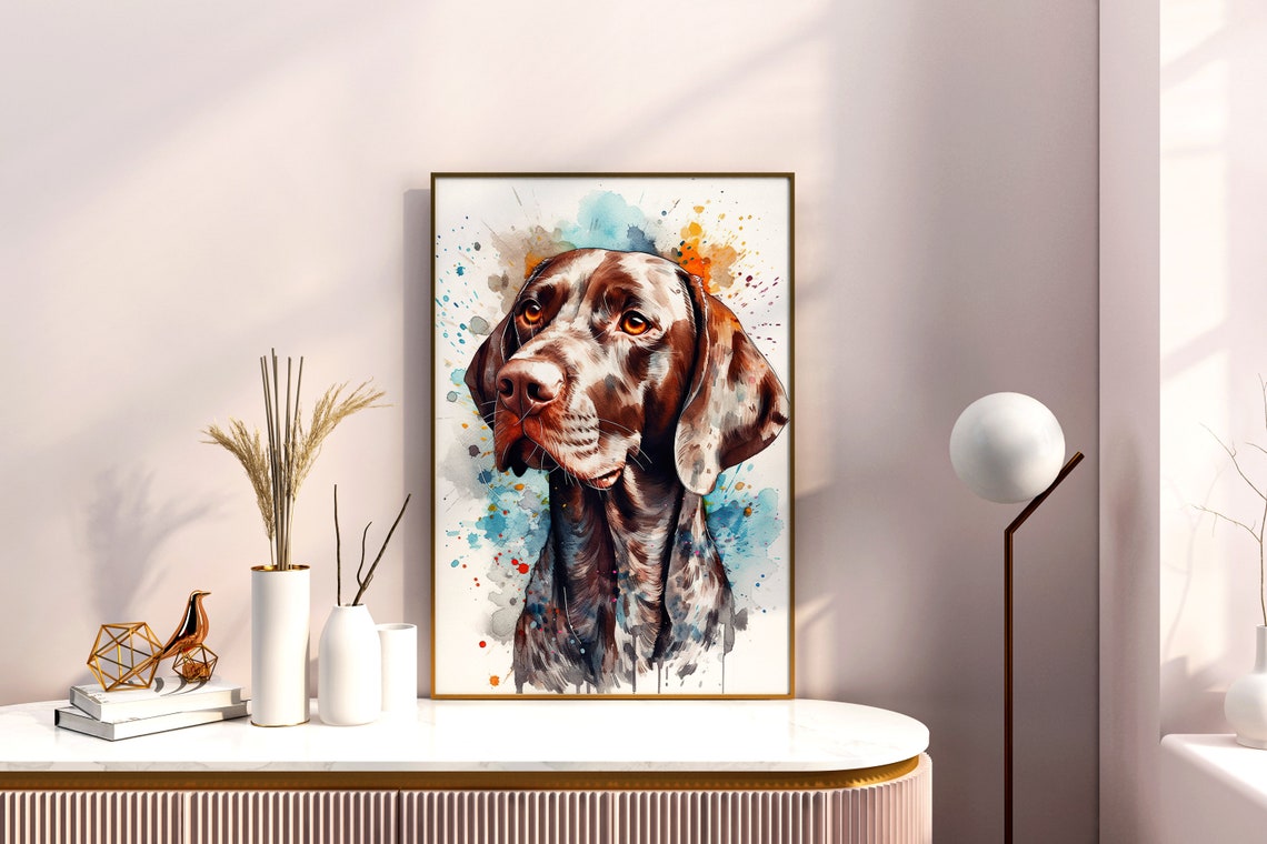 German Shorthaired Pointer Watercolor Sporting Dog Portrait Art Poster - Image 5