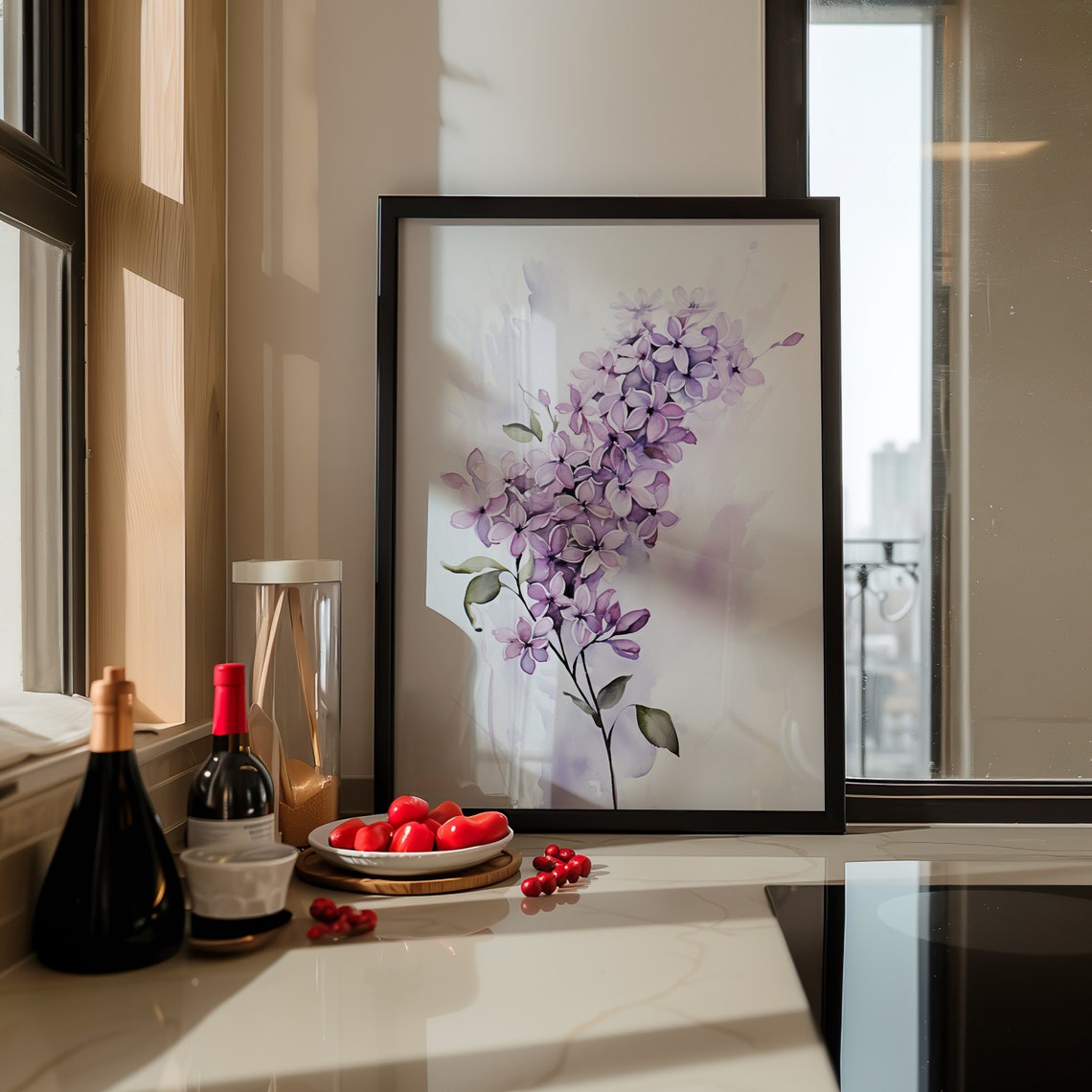 Pale Lilac Branch Soft Lavender Watercolor Minimal Floral Art Poster - Image 4