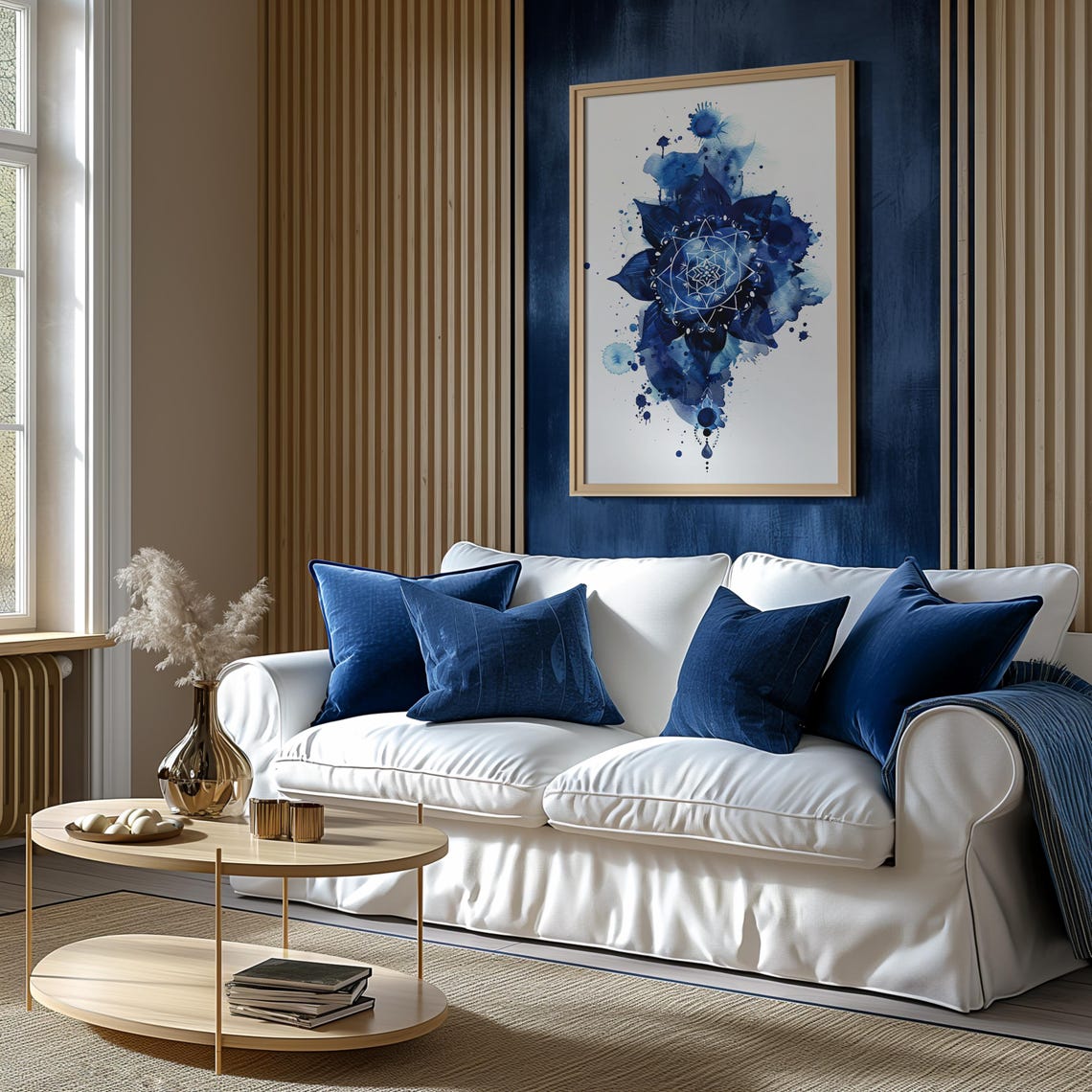 Navy Blue Mandala Watercolor Zen Meditation Wall Decor Art Poster - Image 5