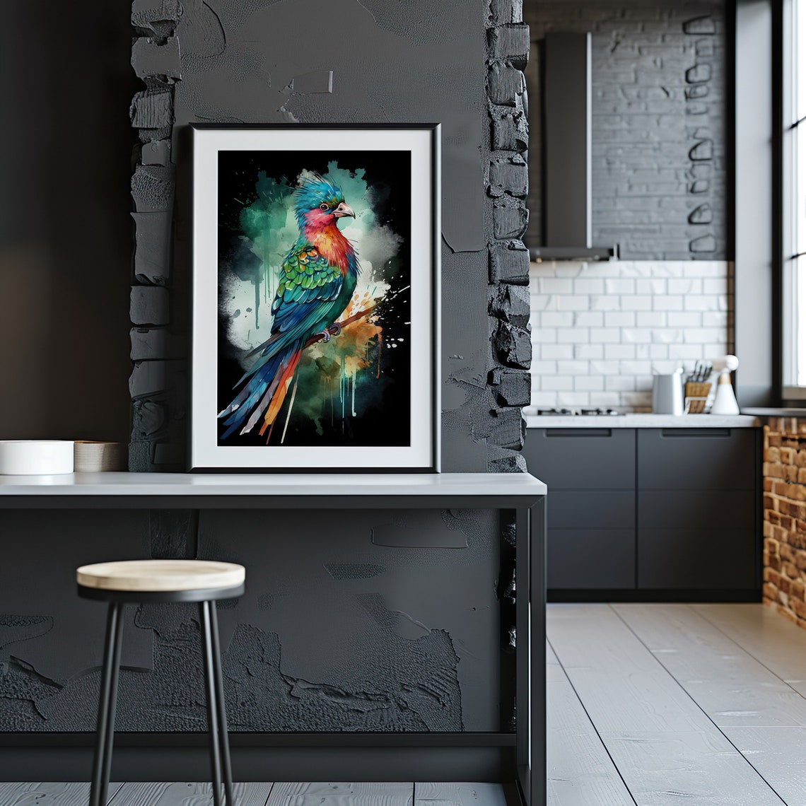 Quetzal Colorful Watercolor Portrait Exotic Tropical Bird Art Poster - Image 5