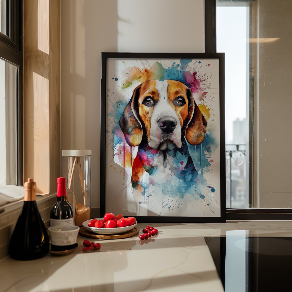 Beagle Colorful Watercolor Dog Portrait Hound Splash Art Poster - Image 4