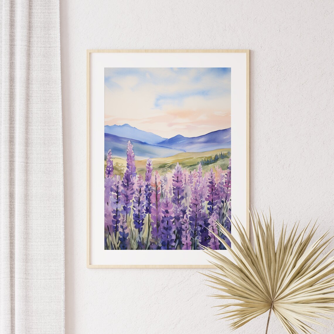 Lupine Field Watercolor Art Print, Minimalist Decor - Image 4