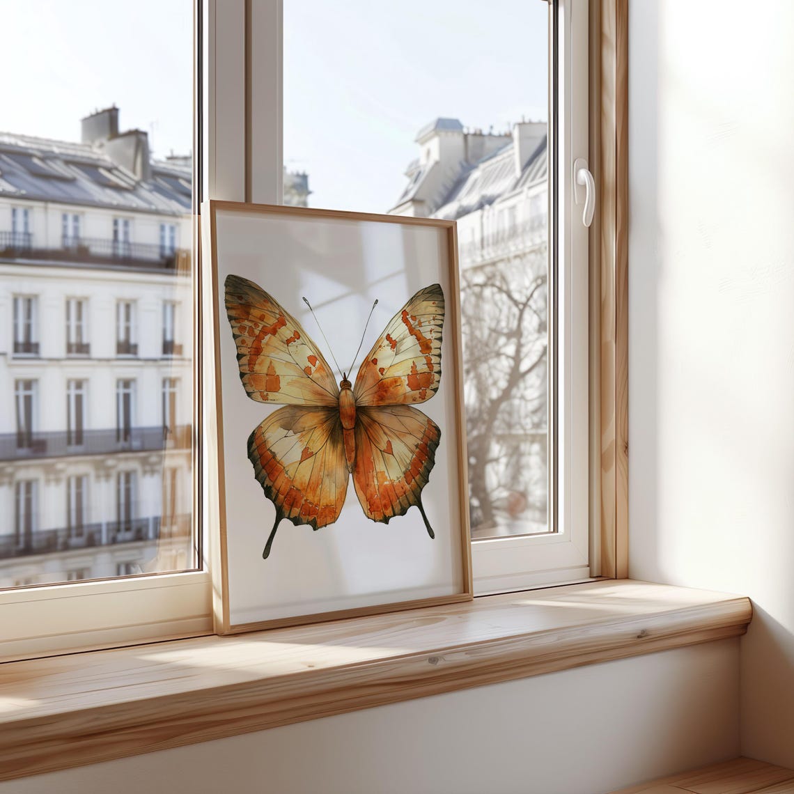 Orange Butterfly Watercolor Single Specimen Botanical Art Poster - Image 2