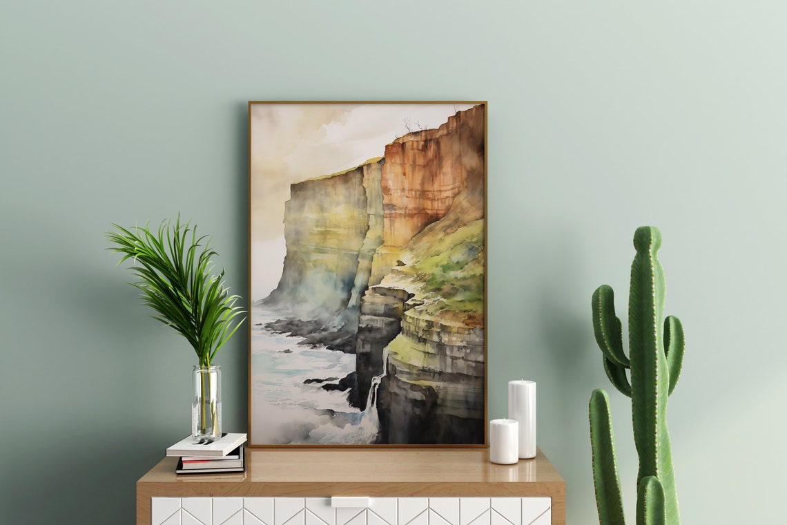 Cliffs of Moher Watercolor Sea Cliffs Ireland Coastal Art Poster - Image 2