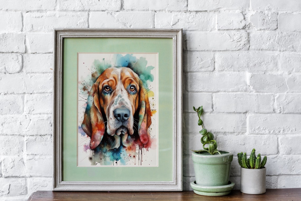Basset Retriever Dog Painting Wall Art Poster Gift Watercolor Colorful Animal Painting Illustration Nature Wall Art Home Decor - Image 5