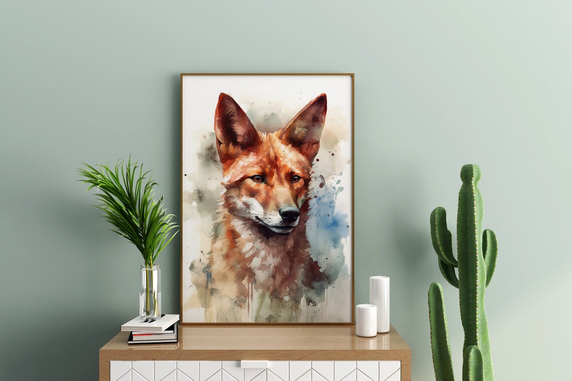 Red Fox Watercolor Animal Portrait Woodland Wildlife Art Poster - Image 3