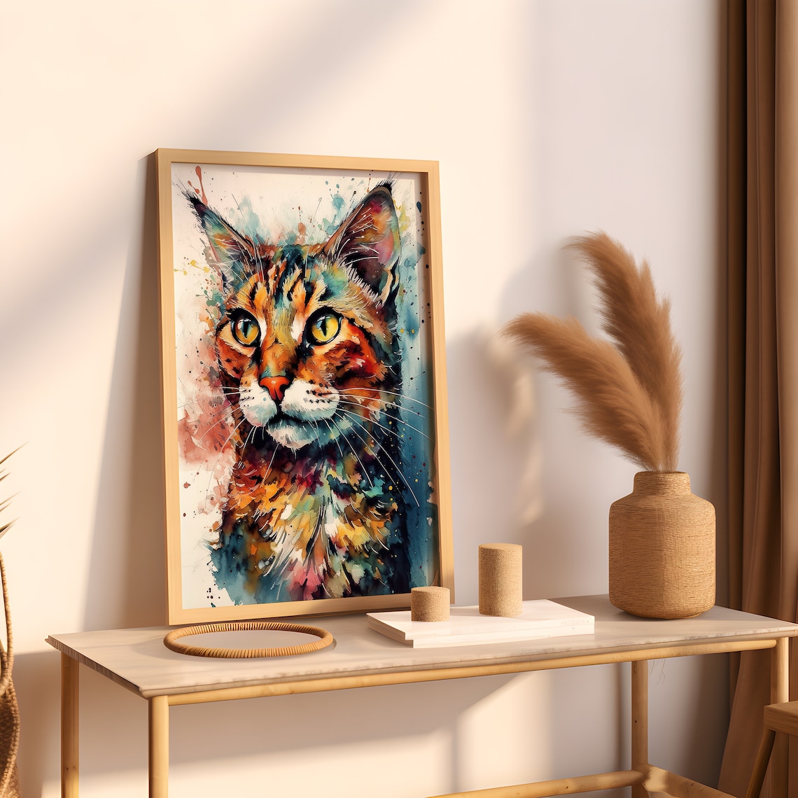 Orange Tabby Cat Watercolor Portrait Cute Feline Animal Art Poster - Image 3