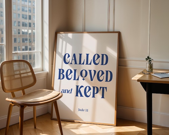Called Beloved And Kept Jude 11 Blue Typography Faith Wall Art