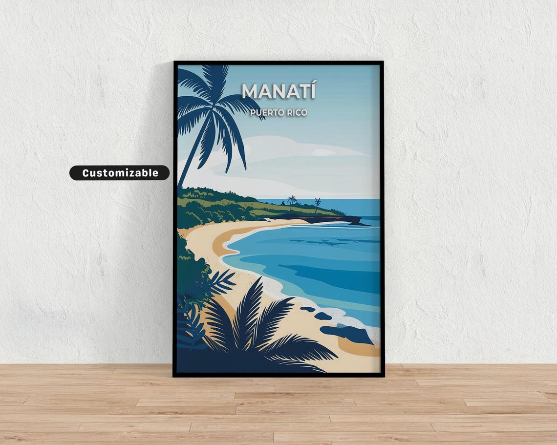 Manat Puerto Rico Travel Poster Custom Wall Art