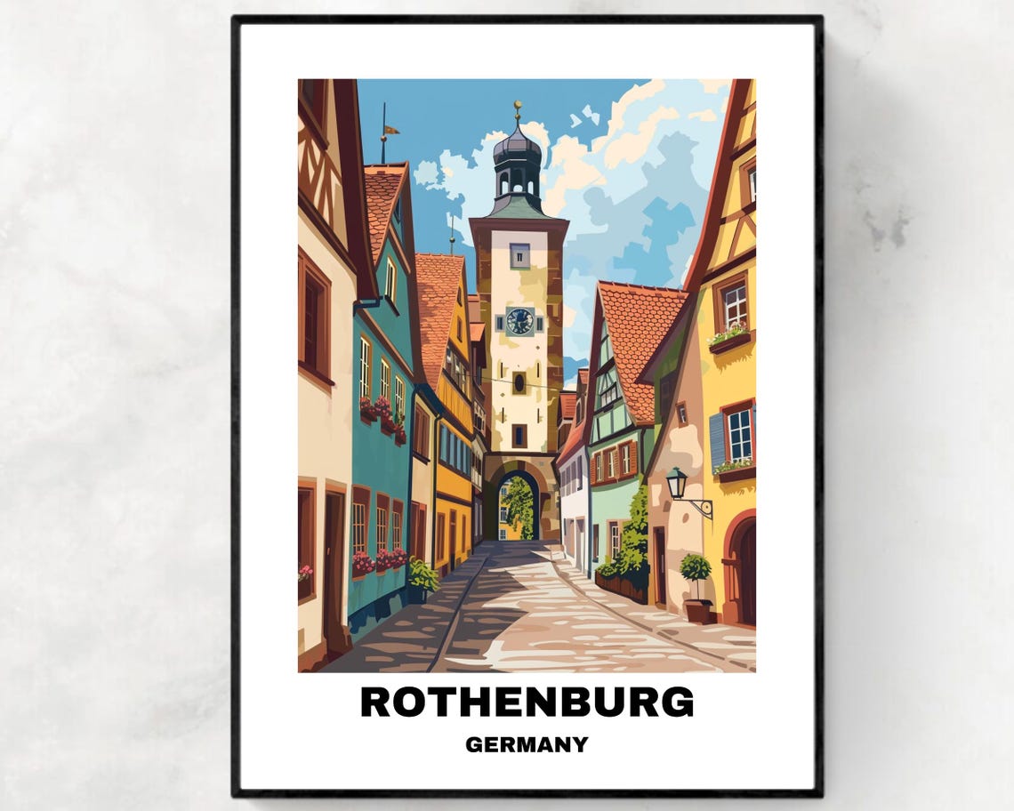 Rothenburg Travel Print Wall Art Rothenburg Germany City Print Rothenburg Travel Gift Rothenburg City Poster