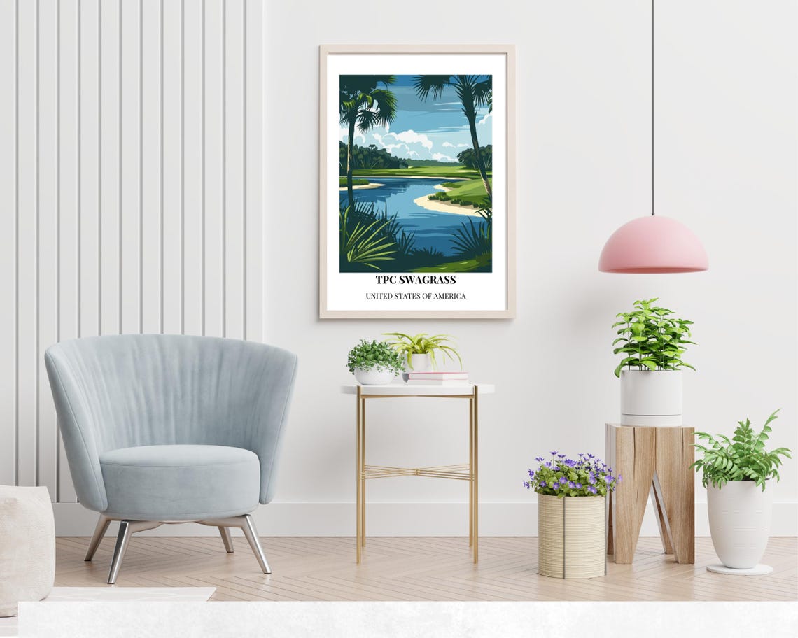 TPC Sawgrass Florida Championship Golf Course Lake Palms Travel Poster - Image 2