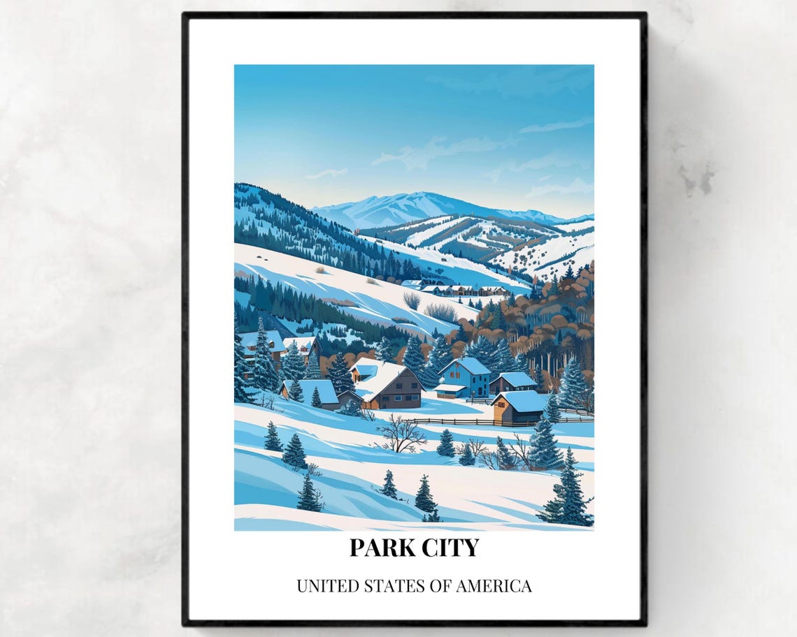 Park City City Print Park City Travel Poster Utah Travel Gift Park City Utah Poster Park City Gift