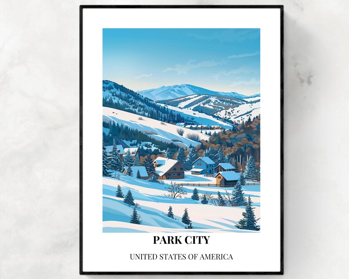 Park City Utah Winter Village Snow Landscape Mountain Wall Art