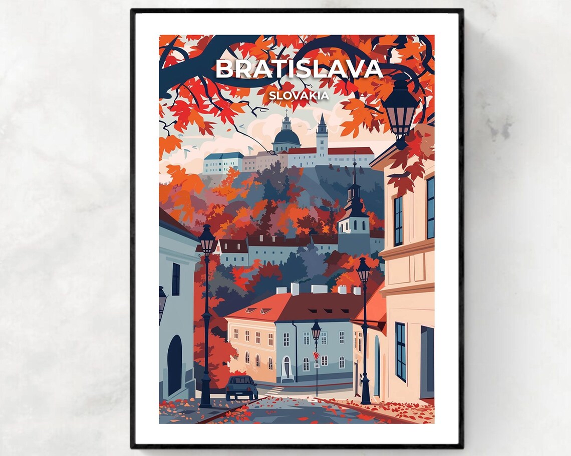 Bratislava Slovakia Autumn Old Town Castle Hill Travel Poster
