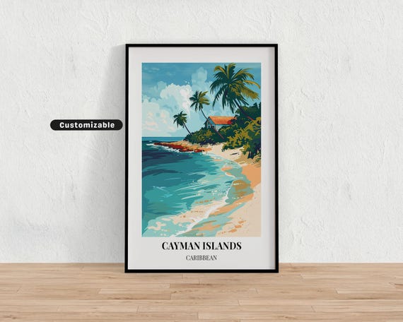Cayman Islands Caribbean Travel Poster Custom Wall Art
