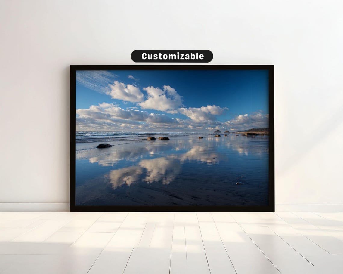 Rocky Shore Ocean Waves Dramatic Seascape Photography Poster