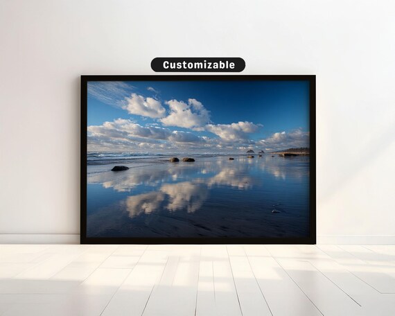 Rocky Shore Ocean Waves Dramatic Seascape Photography Poster