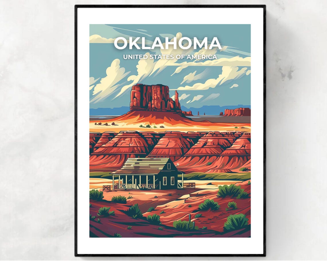 Oklahoma United States Travel Print Wall Art Oklahoma United States City Print Oklahoma United States Travel Gift Oklahoma Wall Art