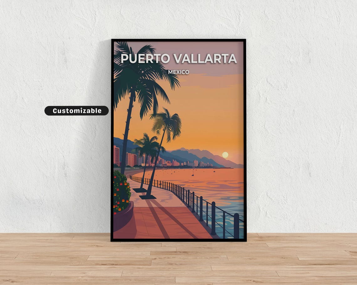 Puerto Vallarta Mexico Travel Poster Custom Wall Art
