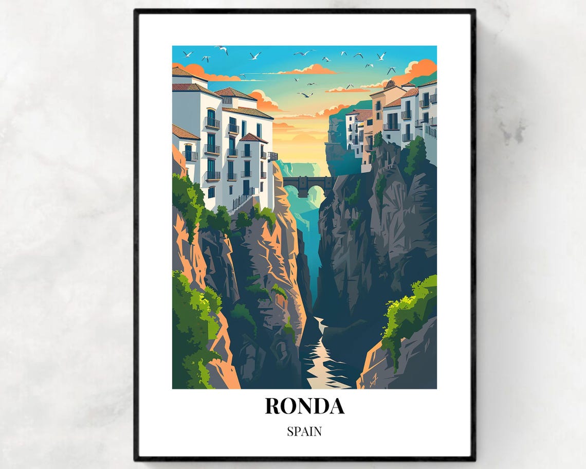 Puente Nuevo Travel Print Wall Art Ronda Spain City Print Puente Nuevo Travel Gift Puente Nuevo Poster Travel Gift