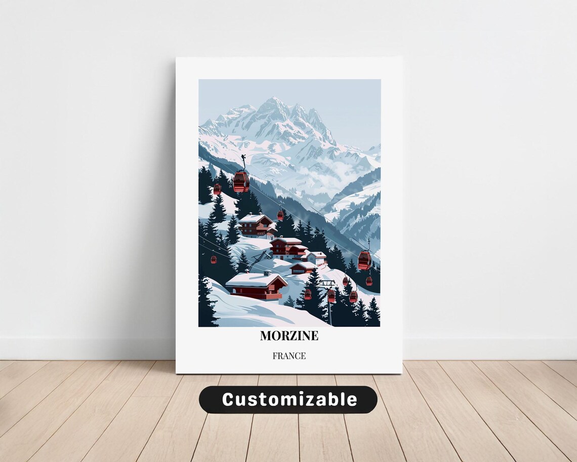 Morzine France Ski Resort Gondolas Snowy Peaks Travel Poster