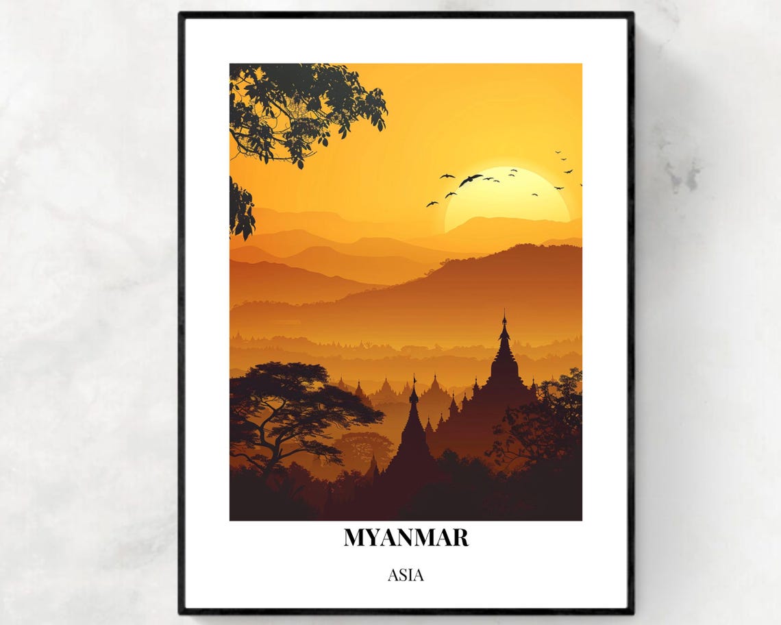Myanmar Asia Travel Print Wall Art Myanmar Asia City Print Myanmar Asia Travel Gift Myanmar Asia Poster Wall Art