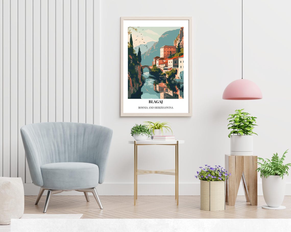 Blagaj Tekija Travel Print Wall Art Blagaj Bosnia And Herzegovina City Print Blagaj Tekija Travel Gift Blagaj Tekija Poster Wall Art - Image 2